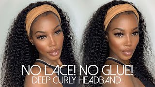 No Lace! No Glue | Mslynn Hair "Deep Curly Headband Wig "