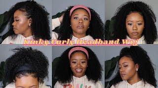 Kinky Curly Headband Wig‼️No Glue, No Gel No Lace Ft. Wequeen
