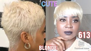How To Mold And Style Blonde Short Pixie Hair Wig  | Slaying 613 Non Lace Wig | Trendy Wig Install