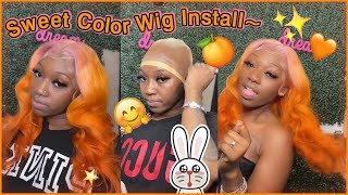 Ombre Orange Color Wig Installation!Easy Dyed On Blonde Wig| Fall Inspired Hair Part.2 By #Ulahair