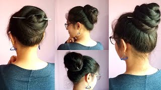 3 Easy & Amazing Juda Hairstyle With Bun Stick | Chinese Bun Stick  Hairstyle | Pretty Preksha