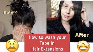 How To Wash Your Tape In Hair Extensions At Home Diy | Shampoo, Brush, And Reapply