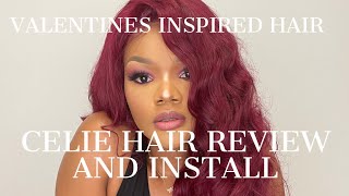 Valentines Inspired Hair | Best 5X5 Burgundy Closure Wig Install Ever! Ft Celie Hair