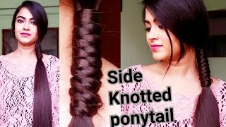 Indian Hairstyles For Medium To Long Hair//Side Knotted Ponytail//Easy Hairstyles For College/Work