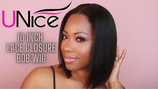Unice Hair 10 Inch Lace Closure Bob Wig | Review | Demo