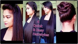 4 Quick & Easy Heatless Hairstyles For Summer For Medium/Long Hair // Indian Hairstyles