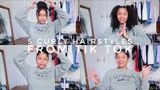 Trying Easy Curly Hairstyles From Tik Tok | Curly Hair 2021 | No Braiding | Sofia Yazmin