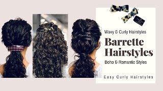 8 Easy Barrette Hairstyles |  Styling Tutorial  | Easy Curly Hairstyles