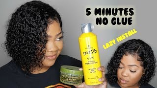Lazy 5 Minute Lace Wig Install | No Glue Needed