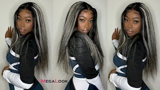 Affordable Platinum Blonde Balayage Highlighted 613 Lace Front Wig Install | Megalook Hair |