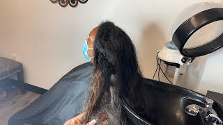 Taking Care Of Long Natural Hair| Silk Press On Long Hair| How To Take Care Of Hair With Fandruff