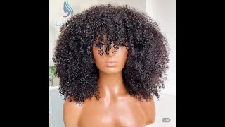 Ali Express Eifini Store Natural Color Afro Kinky Curly Bob Wig Human Hair 200 Density