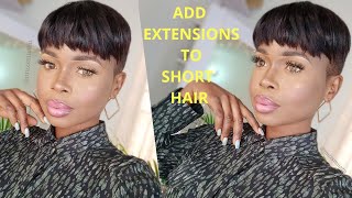 How To Add Extensions To Short/Pixie Hair/////How Add Bangs To Short/Pixie Hair/ Muzsmuazu