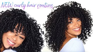 New Curly Hair Routine! Defined + Volume (With Curly Bangs) | Jasmeannnn