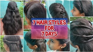 7 Free Hairstyles For Long Hair | 7 Hairstyles For 7 Days | Simple Hairstyles For Long Hair