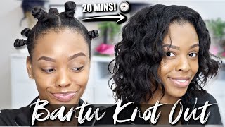 Quick Relaxed Hairstyle: 20 Min Bantu Knot Out || Heatless Waves