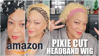 Testing Cheap Blonde Pixie Cut Headband Wig From Amazon