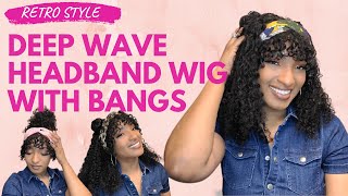 Headband Wig With Bangs Deep Wave | Retro Style | Luvme Hair