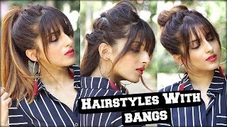 1 Min Everyday Hairstyles With Fringe Bangs 2017 For School, College, Work/ Quick Hair Tutorial