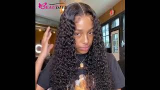 Beaudiva Human Hair Curly Lace Front Wigs Transparent Lace Wig With Pre Plucked Baby Hair