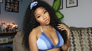 Half Up Half Down Using A 5X5 Closure Wig Ft Unice Jerry Curly Hair | The Tastemaker