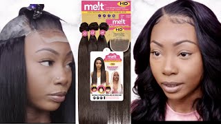 Closure Quick Weave On Natural Hair Ft. Janet Collection Melt Virgin Remy Hair