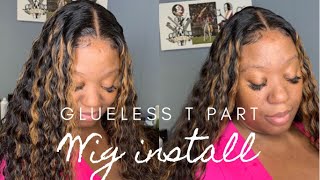 Glueless T Part Wig Install |  Afsister♥️