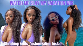 My Vacation Hd Curly Wave Wig Install | Bleaching Knots + Customization + Install Ft Westkiss Hair