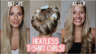 Heatless Tiktok T-Shirt Curls! Medium, & Long Hairstyle