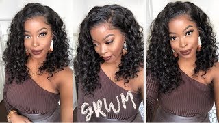 Grwm | Bouncy Curls In Minutes With 360 Lace Frontal Wig + Glam Makeup Tutorial Ft. Omgherhair