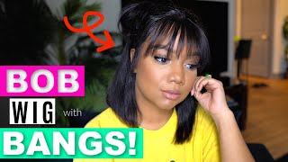 Affordable Bob Wig W/ Wispy Bangs | Quick Install + Styling | Tinashe Hair