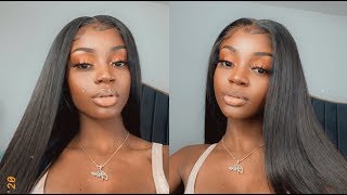 Full Silky Soft  Long Straight Transparent Lace Wig Ft Unice Hair