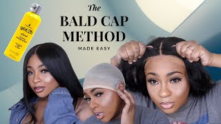 Easy Bald Cap Method For Glueless Closure Wig Install!| Beginner Friendly| No Braids