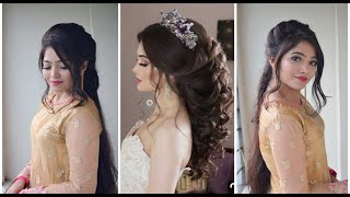 Beautiful Messy Puff Hairstyle With Gown / Dress | Party Hairstyle For Medium Hair