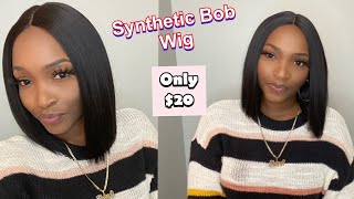 How To Install The Best Cheap Synthetic Lace Bob Wig// Beginner Friendly