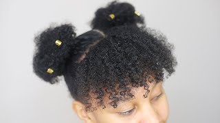 Curly Bangs With Space Buns | Quarantine Natural Hairstyles