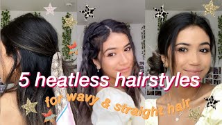 5 Easy Heatless Hairstyles For Wavy/Straight Hair | Lily Adlin