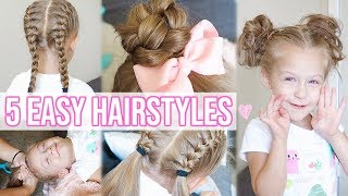 5 Easy Hairstyles For Little Girls!! | Back To School Hairstyles For Girls
