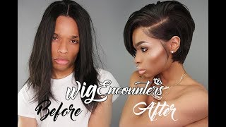 How To Cut A 12" Full Lace Wig Into Edgy Short Cut ( Very Beginner Friendly ) 2018