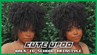 Cute Twist Out Updo With Bangs | Back To School Hairstyle On Natural Hair