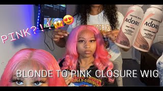 Blonde To Pink Closure Wig Install | Water Color Method