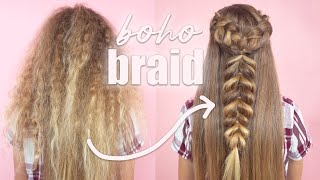 The Cutest Boho Braid | Half Up Hairstyles Easy Tutorial | Long, Medium Hair  Beginners Step By Step