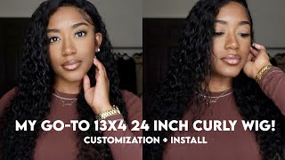 My Go-To Curly 13X4 24 Inch Lace Wig! | Watch Me Customize And Install Ft. Yolova Hair