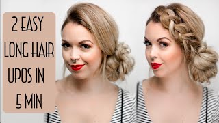 2 Super Easy Long Hair Updos In Under 5 Minutes!! Cute Easy Hairstyles For Busy Moms
