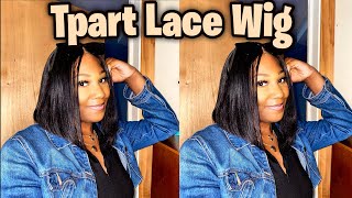 Tpart Lace Wig Install | Aliglossy Hair Review | Affordable Amazon Wig | 10In Bob Wig