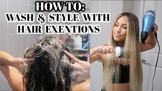 How To: Wash & Style Your Hair With Hair Extensions, Braidless Sew In & Tape In Extensions Hair Care