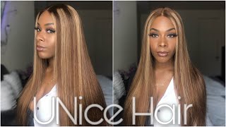 Wig Show & Tell: T Part Unice Hair Blonde Wig Brown Highlight Wig Long Straight Bettyou Series