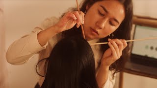 [Asmr] Real Person Scalp Check With Sticks ‍♀️ Custom Hair Care Consultation Roleplay