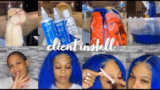 Vibrant Blue Closure Wig Install Transformation On My Mom | Skye Ashanti