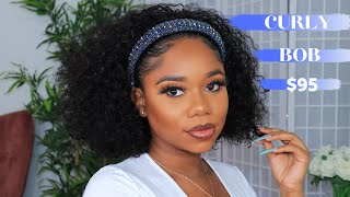 Must See!! $95   The Perfect Curly Bob Headband Wig For Beginners! Ft. Westkiss Hair | Chev B.